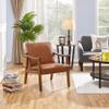 Yaheetech PU Leather Accent Chair, Mid-Century Modern Armchair with Solid Wood Legs, Reading Leisure Chair with High Back for Living Room Bedroom Waiting Room, Light Brown view 4