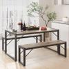Gizoon 45.5" Dining Table Set for 4 with 2 Benches, Kitchen Table Set with Metal Frame & MDF Board, Space-Saving Dinette for Kitchen, Dining Room -Grey view 1