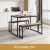Gizoon 45.5" Dining Table Set for 4 with 2 Benches, Kitchen Table Set with Metal Frame & MDF Board, Space-Saving Dinette for Kitchen, Dining Room -Grey view 2