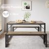 Gizoon 45.5" Dining Table Set for 4 with 2 Benches, Kitchen Table Set with Metal Frame & MDF Board, Space-Saving Dinette for Kitchen, Dining Room -Grey view 3