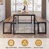 Gizoon 45.5" Dining Table Set for 4 with 2 Benches, Kitchen Table Set with Metal Frame & MDF Board, Space-Saving Dinette for Kitchen, Dining Room -Grey view 4