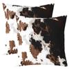Cow Fur Printed Throw Pillow Covers 16"x16" Set of 2 Cowhide Pillow Cases Cushion Covers for Living Room Bedroom Farmhouse Western Farm Animal Skin Decorative Throw Pillowcases for Sofa Couch Chair view 1