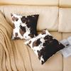 Cow Fur Printed Throw Pillow Covers 16"x16" Set of 2 Cowhide Pillow Cases Cushion Covers for Living Room Bedroom Farmhouse Western Farm Animal Skin Decorative Throw Pillowcases for Sofa Couch Chair view 2
