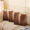 Cowhide Throw Pillow Covers 16"x16" Set of 2 Soft Cow Fur Printed Pillow Cases Cushion Covers for Living Room Bedroom Western Farm Animal Skin Brown Decorative Throw Pillowcases for Sofa Couch Chair view 4