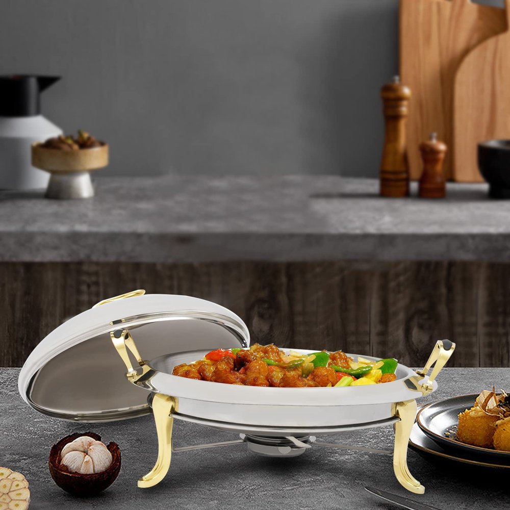 Chafing Dish Chafer Cover Buffet Warmers Chaffing Server Set Chafer with a Capacity of 1.5L, Catering Dishes Set for Party Restaurants, Hotels, 11.02"*8.07"inch