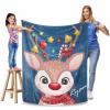 Custom Christmas Moose Throw Blanket with Girls/Boys Name - Soft & Warm Throws for Childrens All-Season Blanket for Couch Bed Car 40"x50" view 4