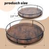 10 Inch Wood Lazy Susan, Rustic Brown Turntable Organizer with Steel Frame, 360 Degree Decorative Turntable for Countertop or Centerpieces view 3