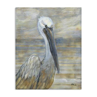 USA Artist Paul Brent - 'Coastal Pelican Bird Abstract Portrait', Canvas Art, 16 x 20inches - Hanging Wall Dcor (1.5in Depth) - Made in Rhode Island by Stupell Industries