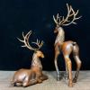2Pcs Bronze Antique Deer Sculpture,A Pair Exquisite Sika Deer Statue Model Crafts Desktop Ornament Bar Home Living Room Bookshelf Wine Cabinet Decor Accessories view 3