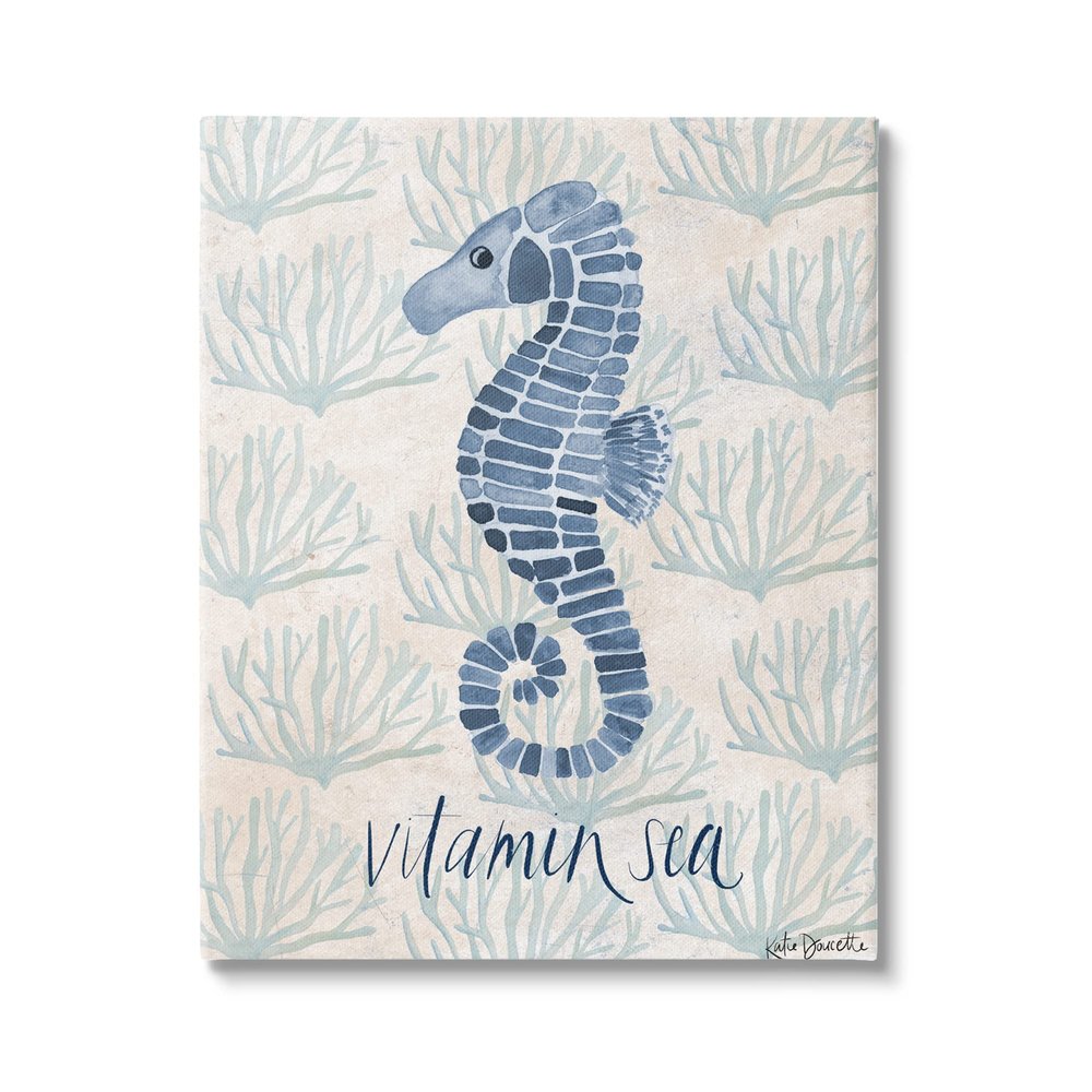 Stupell Industries Vitamin Sea Aquatic Pun Seahorse Canvas Wall Art, Design by Katie Doucette