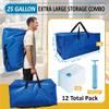 12 Pack Heavy Duty Extra Large Moving Bags with Backpack Straps & Large Vacuum Storage Bags Moving Supply Combo, Moving Totes with Handles & Zippers for Space Saving, Fold Flat, Includes Vacuum Bags view 2