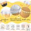 200 Pcs Aluminum Foil Cupcake Baking Cups 4.2 oz Disposable Ramekins Cupcake Liners Dessert Cups with Lids Mini Cake Pans Holders Mini Cheesecake Container for Party(Black, Gold) view 2