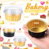 200 Pcs Aluminum Foil Cupcake Baking Cups 4.2 oz Disposable Ramekins Cupcake Liners Dessert Cups with Lids Mini Cake Pans Holders Mini Cheesecake Container for Party(Black, Gold) view 3