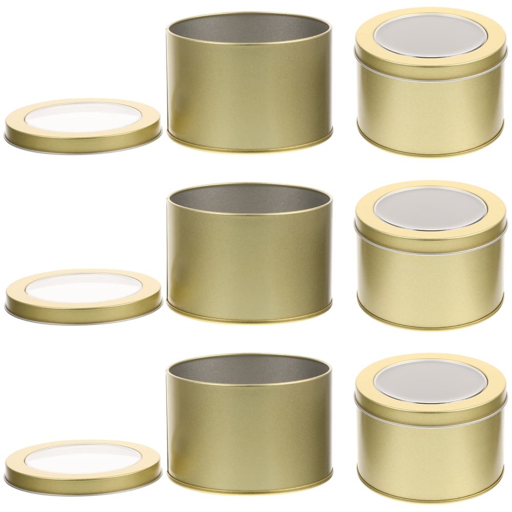 Yardwe Decorative Mini Metal Can Pots 6 Pack for Succulents Cactus Garden