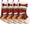 MALIHONG Personalized 4 Pack Dog Merry Christmas Stocking Red Buffalo Plaid Check Cute Dog Brussels Griffon with Santa Hat Snowflake Xmas Candy Bag Home Decor 14.4" view 1