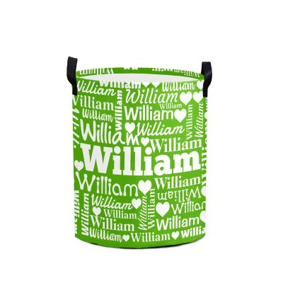 Custom Monogram Letter Green Laundry Hamper Personalized Laundry Basket with Name Storage Basket with Handle for Bathroom Living Room Bedroom