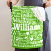 Custom Monogram Letter Green Laundry Hamper Personalized Laundry Basket with Name Storage Basket with Handle for Bathroom Living Room Bedroom view 2