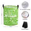 Custom Monogram Letter Green Laundry Hamper Personalized Laundry Basket with Name Storage Basket with Handle for Bathroom Living Room Bedroom view 4