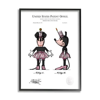 Stupell Industries Girl Mouse Toy Patent Framed Wall Art, Design by Karl Hronek