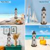 Aecipl Wooden Lighthouse with Lights Nautical Tabletop Figurine Beach Themed Ornaments - Lighted Tower Light Wood Home Dcor Party Decoration view 4
