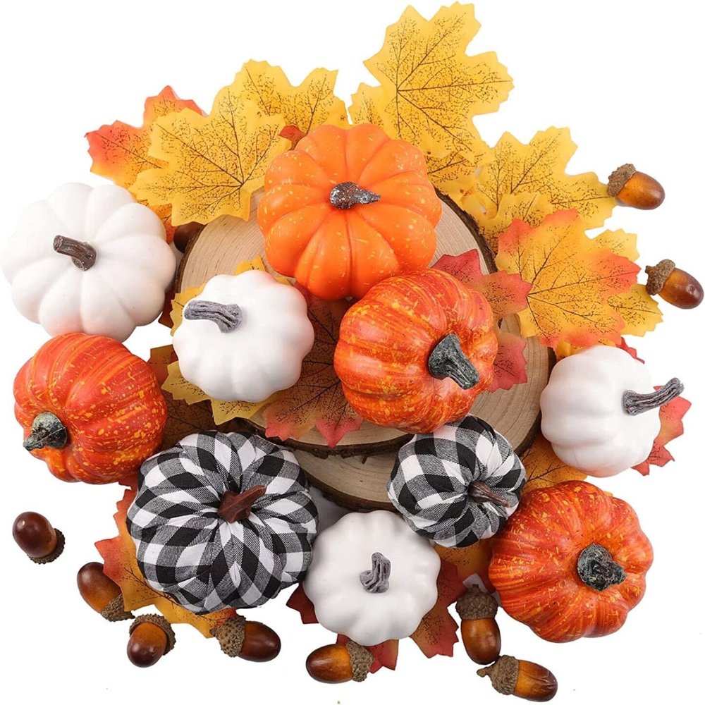 50pcs Artificial Mini Pumpkin Autumn Fall Wreath Decorations, Autumn Fall Artificial Pumpkins Decoration Fake Mini Pumpkin for Thanksgiving Table Christmas Decoration Home Decor