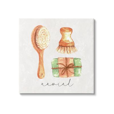 Stupell Industries Unwind Phrase Bath Spa Canvas Wall Art, Design by ND Art