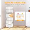 VPABES 5 Tier Rotating Storage Rack for Kitchen, Fruit Vegetable Storage Basket with Wheels and Top Lid Kitchen Storage Rack Rolling Storage Cart, Rotatable Baskets view 4