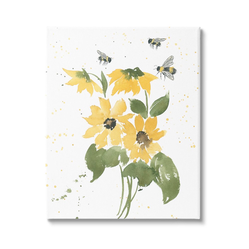 Stupell Industries Buzzing Bees Flower Blossom Canvas Wall Art, Design by Lucille Price