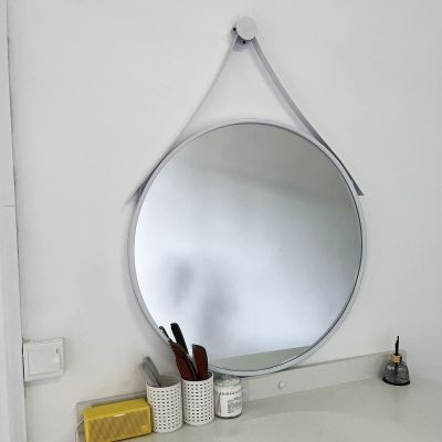 GQJNHUI Circle Wall Mirror, Metal Frame Round Wall Mirror, for Bathroom Vanity Wall Decor, Circle Mirror for Bedroom,Living Room,Dining Room (Color : White, Size : 80cm)