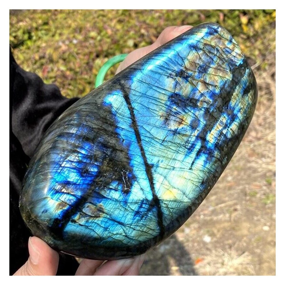 JUIYU Crystal Stone Natural Labradorite Quartz Crystal Mineral Specimen Presents (Size : 1.3kg-1.5kg)