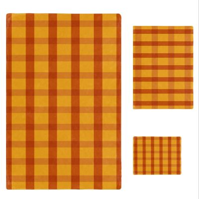 LEOSUCRE 3 Piece Bath Towel Set, Orange Buffalo Plaid Texture Luxury Towels Set for Bathroom Soft Bath Shower Towels Absorbent Bathroom Towels Set (1 Bath Towel, 1 Hand Towel, 1 Washcloth)