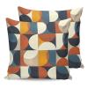 Throw Pillow Covers 20 x 20 Inches Set of 2 Retro Middle Ages Abstract Geometic Orange Blue Pattern Farmhouse Decorations Cushion Cover Zippered Square Pillowcase for Bedroom Living Room Sofa Couch view 1