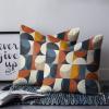 Throw Pillow Covers 20 x 20 Inches Set of 2 Retro Middle Ages Abstract Geometic Orange Blue Pattern Farmhouse Decorations Cushion Cover Zippered Square Pillowcase for Bedroom Living Room Sofa Couch view 2
