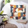 Throw Pillow Covers 20 x 20 Inches Set of 2 Retro Middle Ages Abstract Geometic Orange Blue Pattern Farmhouse Decorations Cushion Cover Zippered Square Pillowcase for Bedroom Living Room Sofa Couch view 3