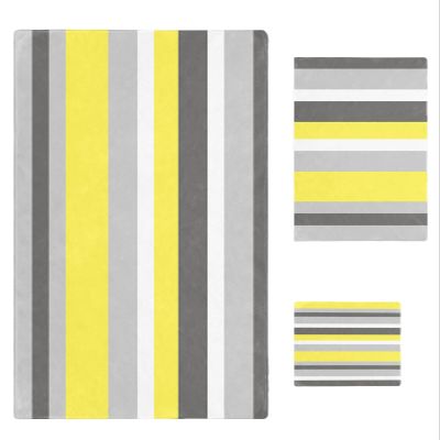3 Piece Bath Towel Set, Geometry Stripe Yellow Gray White Pattern Luxury Towels Set for Bathroom Soft Bath Shower Towels Absorbent Bathroom Towels Set ( 1 Bath Towel, 1 Hand Towel, 1 Washcloth )