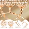 2 Pieces 3 Arms Crystal Candle Holders 3-Candle Candelabras Crystal Candelabra Stand for Table Centerpiece Dining Home Decor Wedding Party(Gold) view 3