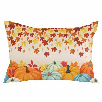 Pillow Covers 12x20 Inch Thanksgiving Maple Leaves Pumpkin Pattern Soft Brushed Microfiber Pillowcases with Hidden Zipper Closure Bed Pillow Shams for Bedroom Sofa Car