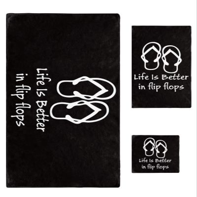 3 Piece Bath Towel Set, Hand Drawn Life Is Better in the Flip Flops Luxury Towels Set for Bathroom Soft Bath Shower Towels Absorbent Bathroom Towels Set ( 1 Bath Towel, 1 Hand Towel, 1 Washcloth )