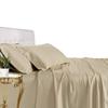 100% Mulberry Silk Bed-Sheets 4-Piece Bedding Set- 25 Momme Pure 12"-18" Inch Deep Pockets, Authentic - Soft & Durable Bedding Sheets - Breathable - Promotes Healthy Hair, Skin (Cal-King, Beige) view 1