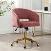 ABET Desk Chair with Wheels, Velvet Home Office Chair, Swivel Armchair Gold Base, Upholstered Modern Accent Chairs, Back Incline Adjustable for Living Room Bedroom Vanity, Bean Paste Red view 1