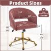 ABET Desk Chair with Wheels, Velvet Home Office Chair, Swivel Armchair Gold Base, Upholstered Modern Accent Chairs, Back Incline Adjustable for Living Room Bedroom Vanity, Bean Paste Red view 2