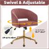 ABET Desk Chair with Wheels, Velvet Home Office Chair, Swivel Armchair Gold Base, Upholstered Modern Accent Chairs, Back Incline Adjustable for Living Room Bedroom Vanity, Bean Paste Red view 3