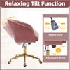 ABET Desk Chair with Wheels, Velvet Home Office Chair, Swivel Armchair Gold Base, Upholstered Modern Accent Chairs, Back Incline Adjustable for Living Room Bedroom Vanity, Bean Paste Red view 4