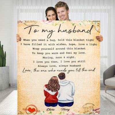KERAOO Customized Blanket for Husband, Hold This Blanket Tight and Feel My Love, Valentines Day Gifts for Men, Husband Christmas Birthday Gift Ideas, for Husband from Wife