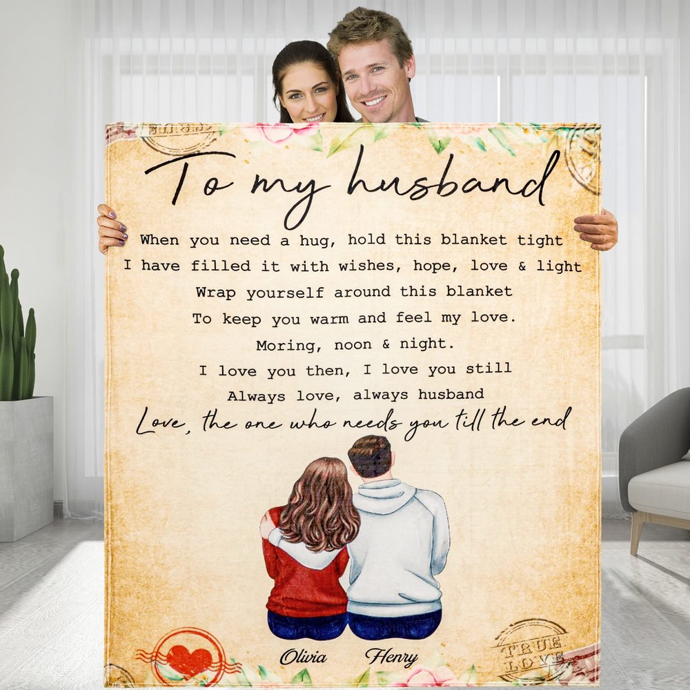 KERAOO Customized Blanket for Husband, Hold This Blanket Tight and Feel My Love, Valentines Day Gifts for Men, Husband Christmas Birthday Gift Ideas, for Husband from Wife
