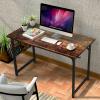 ASTARTH Study Computer Desk-47 Inch Home Office Desk, Wood Storage Table, Modern Writing Style Laptop Table, Black Metal Frame, PC Table with Storage Basket and Headphone Hooks, Rustic Brown view 2