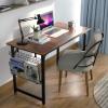 ASTARTH Study Computer Desk-47 Inch Home Office Desk, Wood Storage Table, Modern Writing Style Laptop Table, Black Metal Frame, PC Table with Storage Basket and Headphone Hooks, Rustic Brown view 4