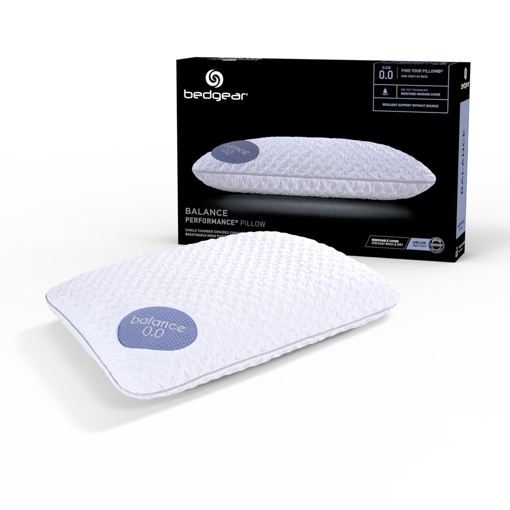 Bedgear Balance Performance Pillow 0.0 - Moisture Wicking Bed Pillow for All Sleep Positions - Medium Firmness Bed Pillow - Washable Removable Cover 20" W x 26" L x 4.75" H