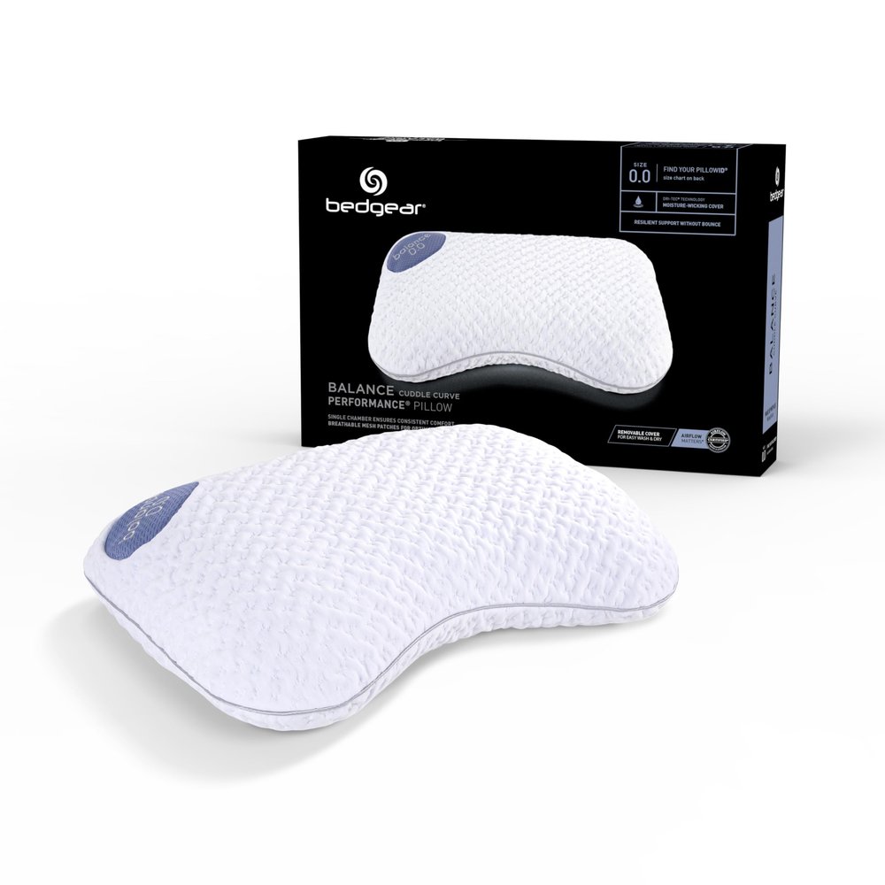 Bedgear Balance Cuddle Curve Performance Pillow - Size 0.0 - Moisture-Wicking Pillow for Side Sleepers - Medium Firmness Bed Pillow- Hypoallergenic, Washable Removable Cover - 20" W x 26" L x 4.75" H