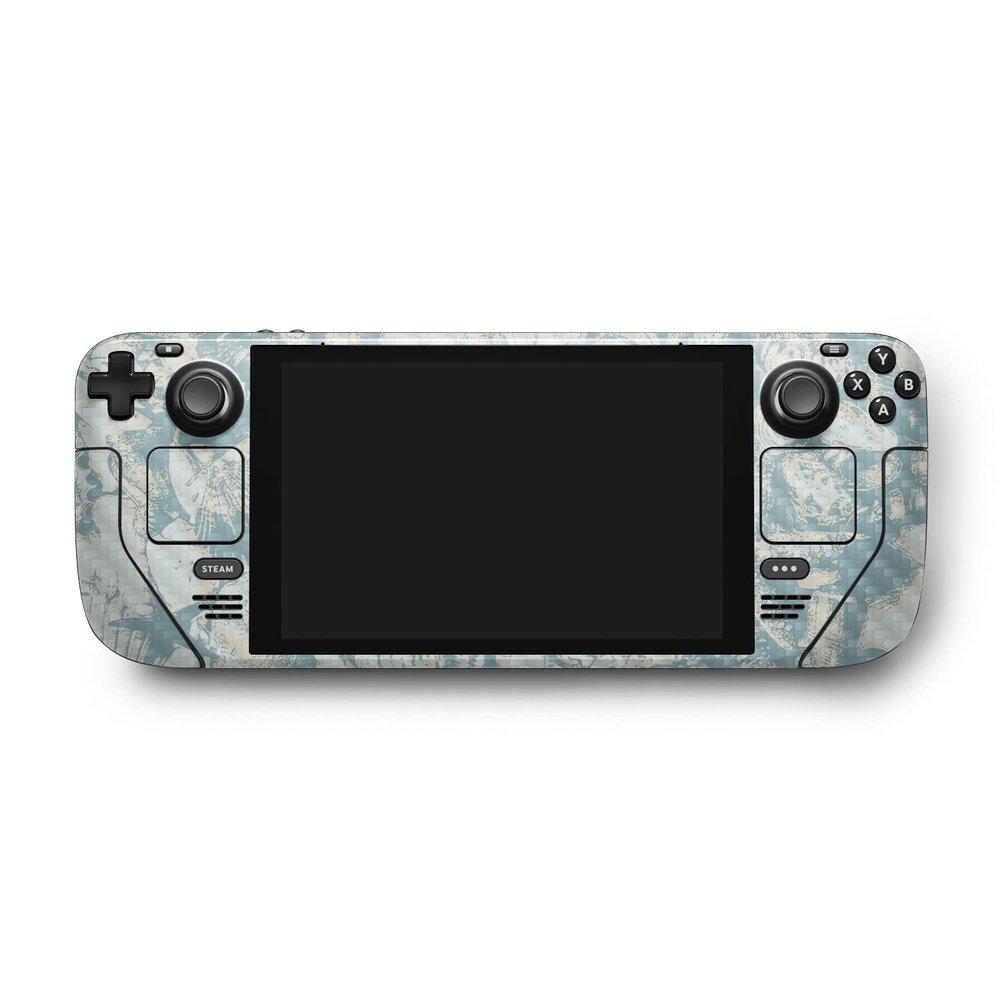 MightySkins Carbon Fiber Skin Compatible with Valve Steam Deck - Blue Seashells | Protective, Durable Textured Carbon Fiber Finish | Easy to Apply, Remove, and Change Styles | Made in The USA